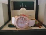 Rolex replica yacht master l rose gold strip rubber bay max white dial orologio replica copia 4us529 - immagine 9