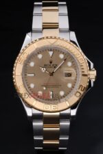 Rolex replica yacht master l classic acciaio oro gold dial orologio replica copia 4us531 - immagine 3