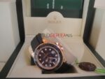 Rolex replica yacht master l rose gold strip rubber orologio replica copia 4us525
