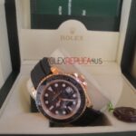 Rolex replica yacht master l rose gold strip rubber orologio replica copia 4us525