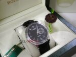 Rolex replica cellini dual time black dial strip leather orologio replica copia imitazione 4us635 - immagine 5
