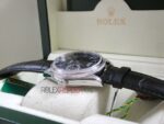 Rolex replica cellini dual time black dial strip leather orologio replica copia imitazione 4us635 - immagine 7