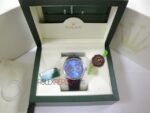 Rolex replica cellini dual time blue dial strip leather orologio replica copia imitazione 4us634 - immagine 3