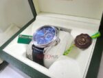 Rolex replica cellini dual time blue dial strip leather orologio replica copia imitazione 4us634 - immagine 5