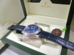 Rolex replica cellini dual time blue dial strip leather orologio replica copia imitazione 4us634 - immagine 6
