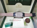 Rolex replica cellini dual time blue dial strip leather orologio replica copia imitazione 4us634 - immagine 9