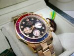 Rolex replica daytona oro giallo rainbow rubini bezel orologio replica copia imitazione 4us633 - immagine 9