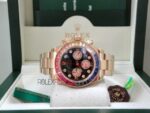 Rolex replica daytona oro giallo rainbow rubini bezel orologio replica copia imitazione 4us633 - immagine 8