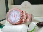 Rolex replica daydate rose gold white roman orologio replica copia imitazione 4us631 - immagine 8