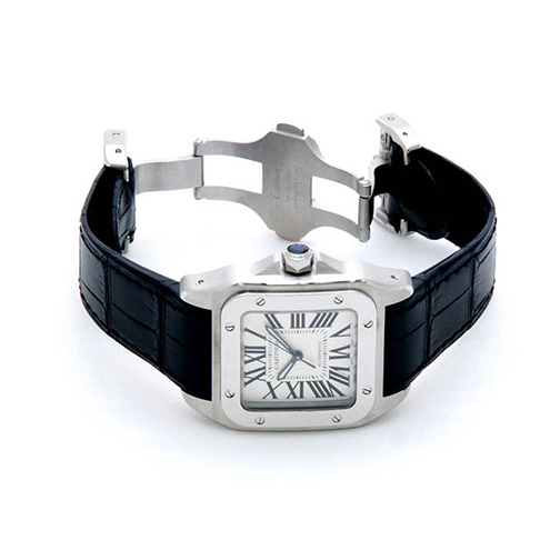 virtuemart_product_cartier-santos-replica Cartier replica santos 100 white dial strip leather imitazione replica orologio copia - immagine 1