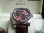 Rolex replica daydate acciaio chocolate strip leather orologio replica copia imitazione 4us718 - immagine 4