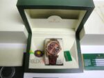 Rolex replica daydate rose gold chocolate strip leather orologio replica copia imitazione 4us719