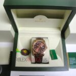 Rolex replica daydate rose gold chocolate strip leather orologio replica copia imitazione 4us719