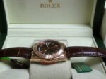 Rolex replica daydate rose gold chocolate strip leather orologio replica copia imitazione 4us719 - immagine 7