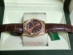 Rolex replica daydate rose gold chocolate strip leather orologio replica copia imitazione 4us719 - immagine 8