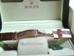 Rolex replica daydate rose gold chocolate strip leather orologio replica copia imitazione 4us719 - immagine 11