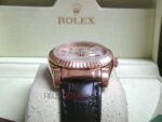 Rolex replica daydate rose gold argentèè dial strip leather orologio replica copia imitazione 4us720 - immagine 5
