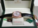 Rolex replica daydate rose gold argentèè dial strip leather orologio replica copia imitazione 4us720 - immagine 7