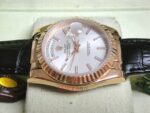 Rolex replica daydate rose gold argentèè dial strip leather orologio replica copia imitazione 4us720 - immagine 10