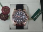 Rolex replica GMT master II rose gold strip rubber orologio replica copia imitazione 4us710 - immagine 7