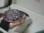 Rolex replica GMT master II rose gold strip rubber orologio replica copia imitazione 4us710 - immagine 8