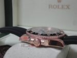 Rolex replica GMT master II rose gold strip rubber orologio replica copia imitazione 4us710 - immagine 9