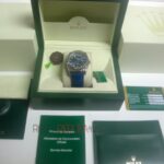 Rolex replica daydate acciaio blue strip leather orologio replica copia imitazione 4us717