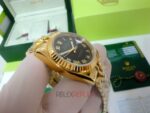 Rolex replica datejust full oro giallo black dial roman orologio replica copia imitazione 4us722 - immagine 3