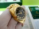 Rolex replica datejust full oro giallo black dial roman orologio replica copia imitazione 4us722 - immagine 4