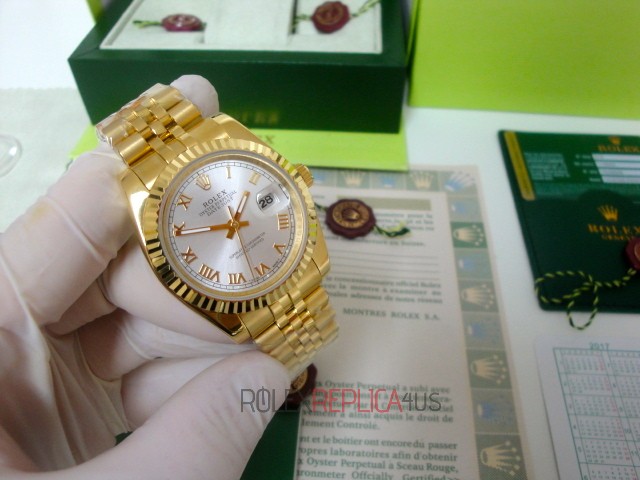 virtuemart_product_201rolex-replica-orologi-copie-lusso-imitazione-orologi-di-lusso Rolex replica datejust full oro giallo argentèè dial roman orologio replica copia imitazione 4us724 - immagine 1