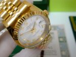 Rolex replica datejust full oro giallo argentèè dial roman orologio replica copia imitazione 4us724 - immagine 4