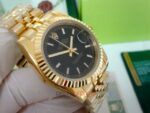 Rolex replica datejust full oro giallo black dial barrette orologio replica copia imitazione 4us725 - immagine 3