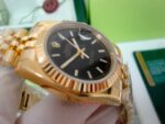 Rolex replica datejust full oro giallo black dial barrette orologio replica copia imitazione 4us725 - immagine 5