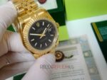 Rolex replica datejust full oro giallo black dial barrette orologio replica copia imitazione 4us725 - immagine 4