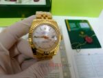 Rolex replica datejust full oro giallo argentèè dial barrette orologio replica copia imitazione 4us726 - immagine 4
