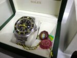 Rolex replica deepsea seadweller black out yellow acciaio ceramichon orologio replica copia imitazione 4us708 - immagine 5