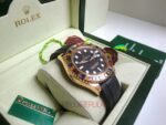 Rolex replica yacht master l rose gold SARU strip rubber rubini bezel orologio replica copia 4us726 - immagine 5