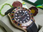 Rolex replica yacht master l rose gold SARU strip rubber rubini bezel orologio replica copia 4us726 - immagine 12