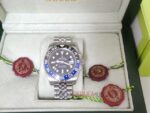 Rolex replica GMT master II nero blu ceramichon new basilea jubilèè bracialet orologio replica copia imitazione 4us711 - immagine 11