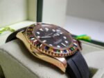Rolex replica yacht master l rose gold SARU strip rubber rubini bezel orologio replica copia 4us726 - immagine 6