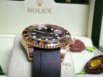 Rolex replica yacht master l rose gold SARU strip rubber rubini bezel orologio replica copia 4us726 - immagine 8