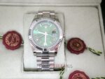 Rolex replica daydate ll acciaio green dial orologio replica copia imitazione 4us711 - immagine 7