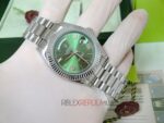 Rolex replica daydate ll acciaio green dial orologio replica copia imitazione 4us711 - immagine 8