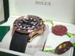 Rolex replica yacht master l rose gold SARU strip rubber rubini bezel orologio replica copia 4us726 - immagine 9