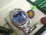 Rolex replica daydate ll acciaio blue dial arabic strip president orologio replica copia imitazione 4us - immagine 5