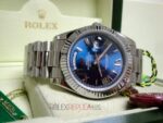Rolex replica daydate ll acciaio blue dial arabic strip president orologio replica copia imitazione 4us - immagine 6