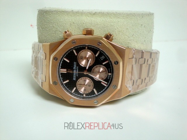 virtuemart_product_123rolex-replica-orologi-copie-lusso-imitazione-orologi-di-lusso Audemars Piguet replica royal oak leo messi rose gold black dial orologio copia imitazione crono 4us - immagine 1