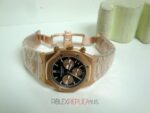 Audemars Piguet replica royal oak leo messi rose gold black dial orologio copia imitazione crono 4us - immagine 11
