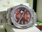 Rolex replica daydate ll acciaio cherry dial orologio replica copia imitazione 4us - immagine 5