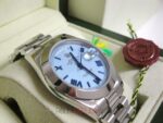 Rolex replica daydate ll acciaio cyan dial strip president orologio replica copia imitazione 4us - immagine 4